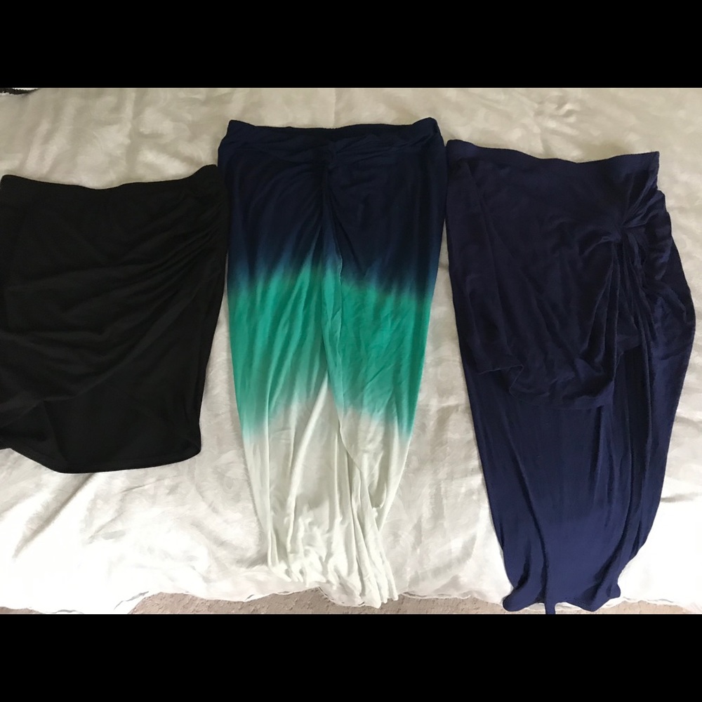 3 cinched skirts & 2 cover ups BUNDLE